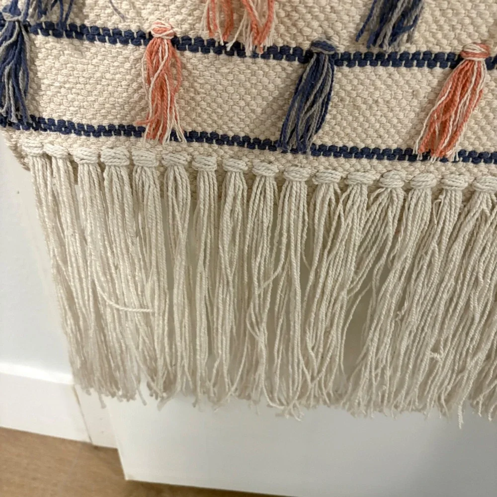 Boho Woven Wall Hanging Tassel Fringe Shaggy Diamond Tufted Textile Art 28x48
